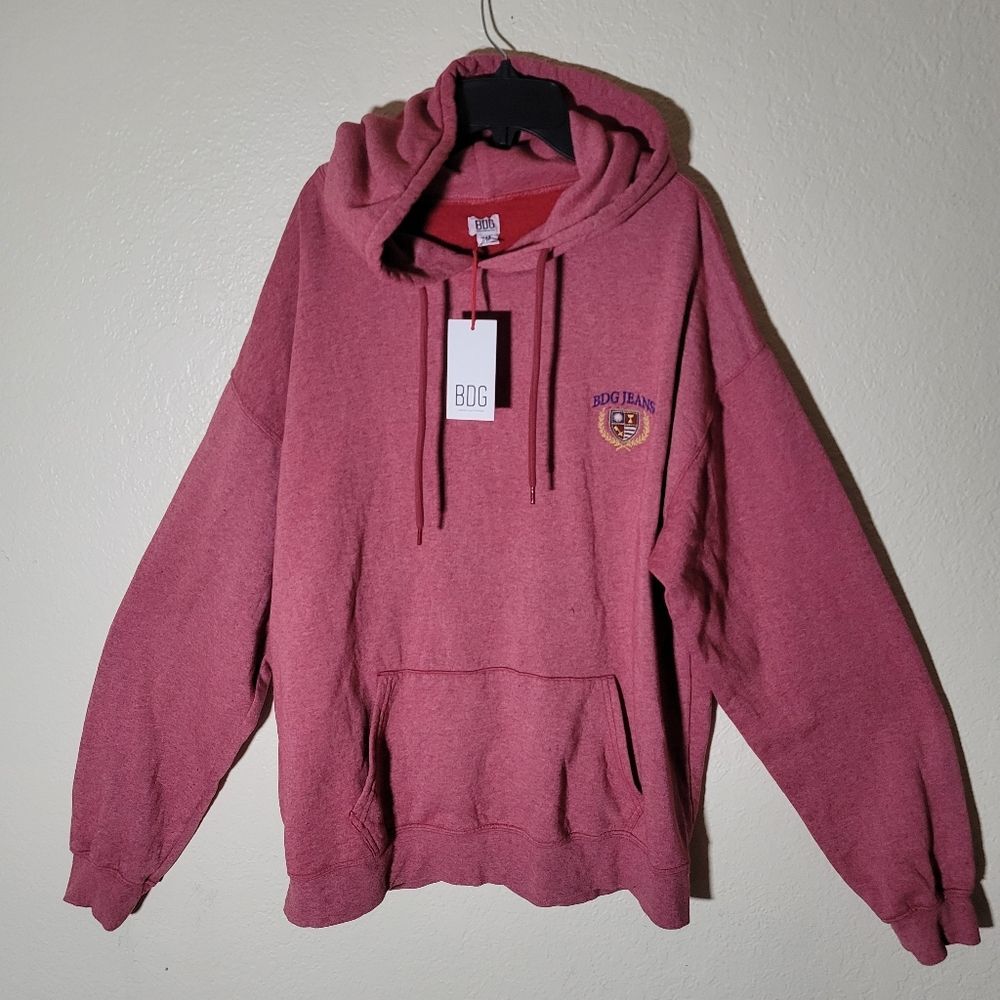 BDG Urban Outfitters | Red Embroidered Preppy Collegiate Street Hoodie Slouchy M
